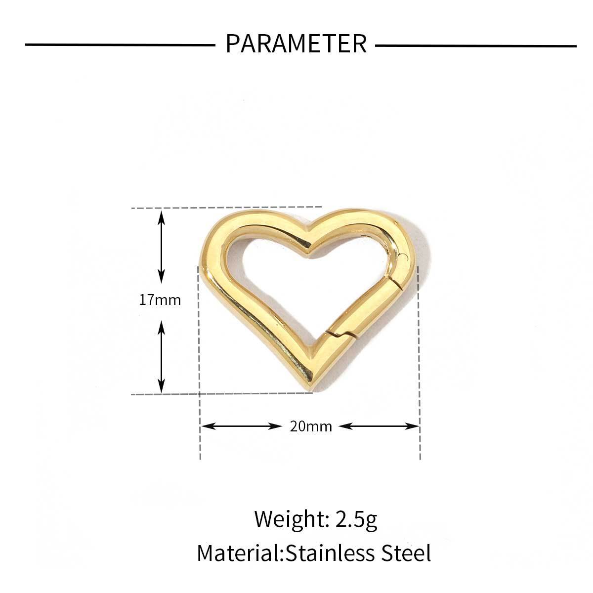 6pcs/pack Stainless Steel Mirror Polish Heart Circle Clasps Fashion Oval Spring Buckle Finding For Jewelry Making