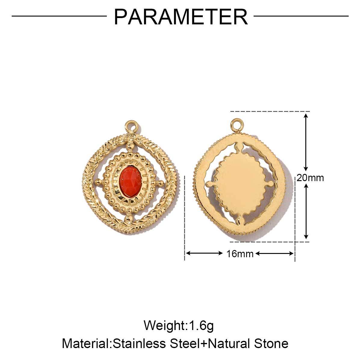 6pcs/pack Stainless steel Geometric Love Natural Stone Charms Mirror Polish Bohemia DIY Pendant For Women Jewelry Making Findings