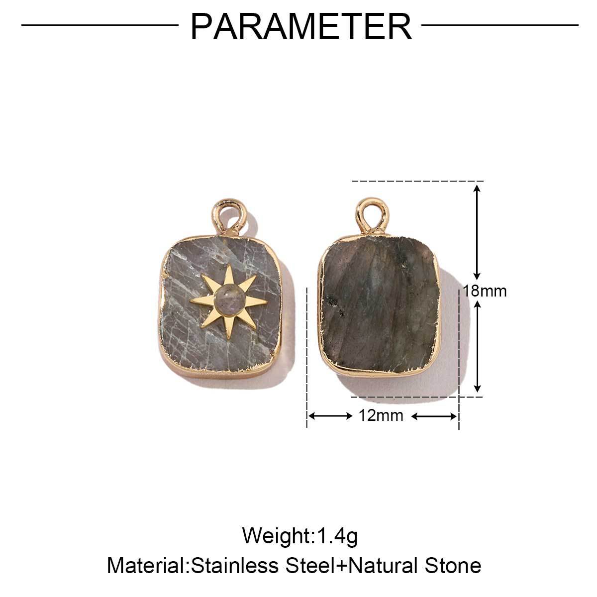 6pcs/pack Stainless steel Geometric Love Natural Stone Charms Mirror Polish Bohemia DIY Pendant For Women Jewelry Making Findings