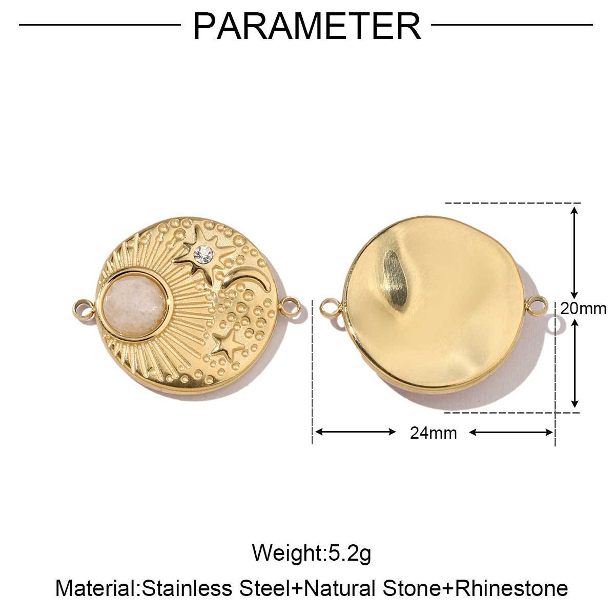6pcs/pack Stainless steel Geometric Love Natural Stone Charms Mirror Polish Bohemia DIY Pendant For Women Jewelry Making Findings
