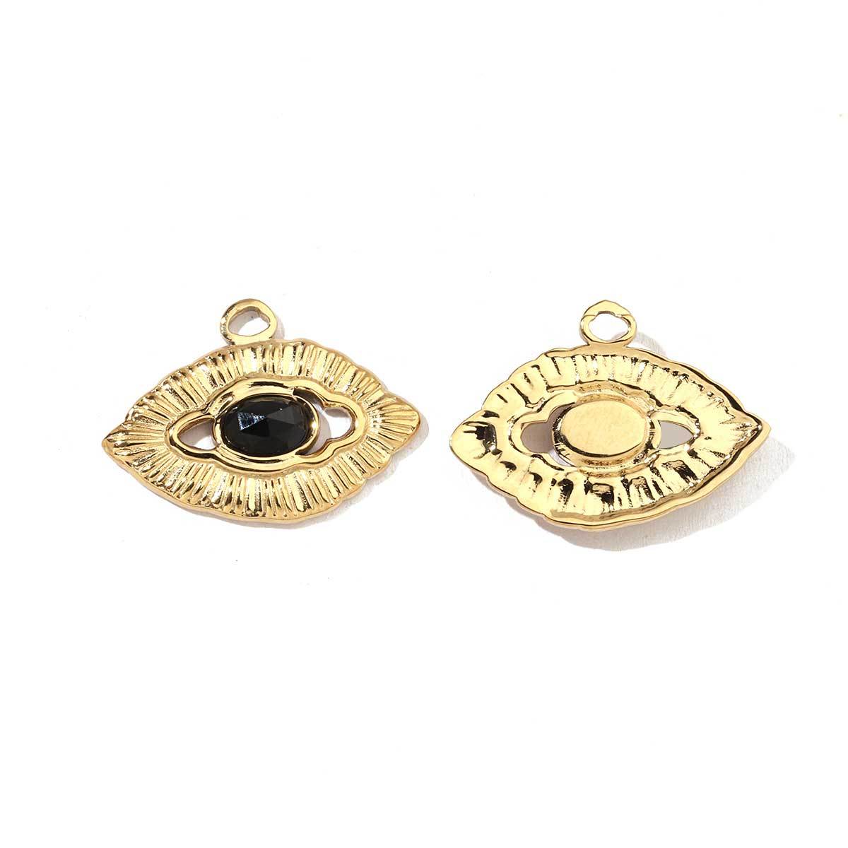 6pcs/pack Mirror Polish Stainless Steel Eye Horn Natural Stone Charms Bohemia Flower DIY Pendant For Women Jewelry Making Finding