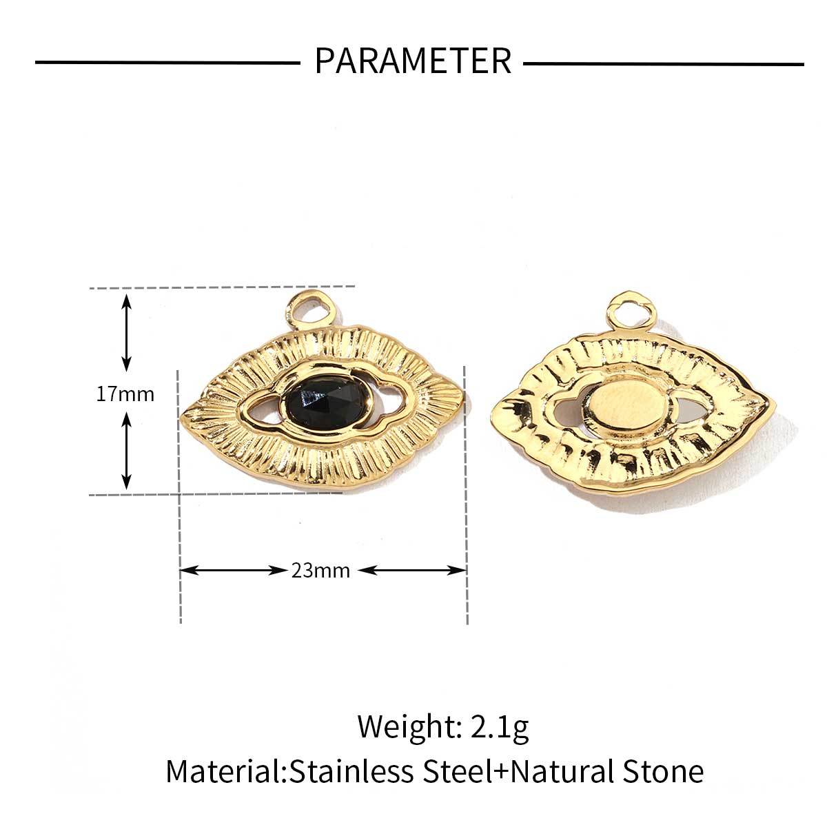 6pcs/pack Mirror Polish Stainless Steel Eye Horn Natural Stone Charms Bohemia Flower DIY Pendant For Women Jewelry Making Finding