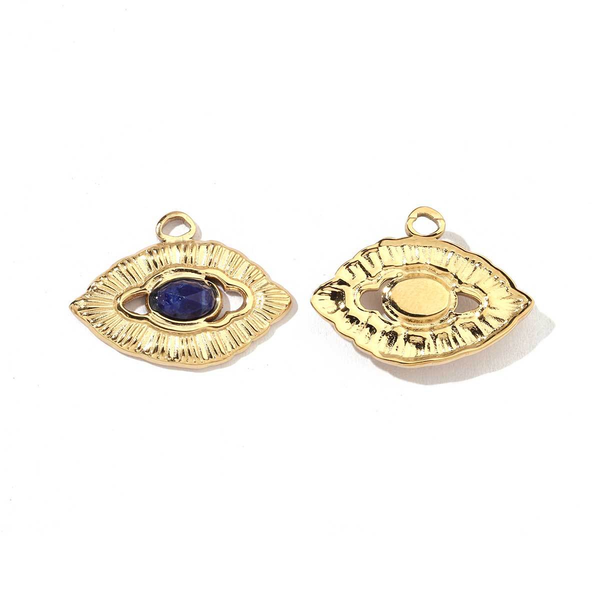 6pcs/pack Mirror Polish Stainless Steel Eye Horn Natural Stone Charms Bohemia Flower DIY Pendant For Women Jewelry Making Finding