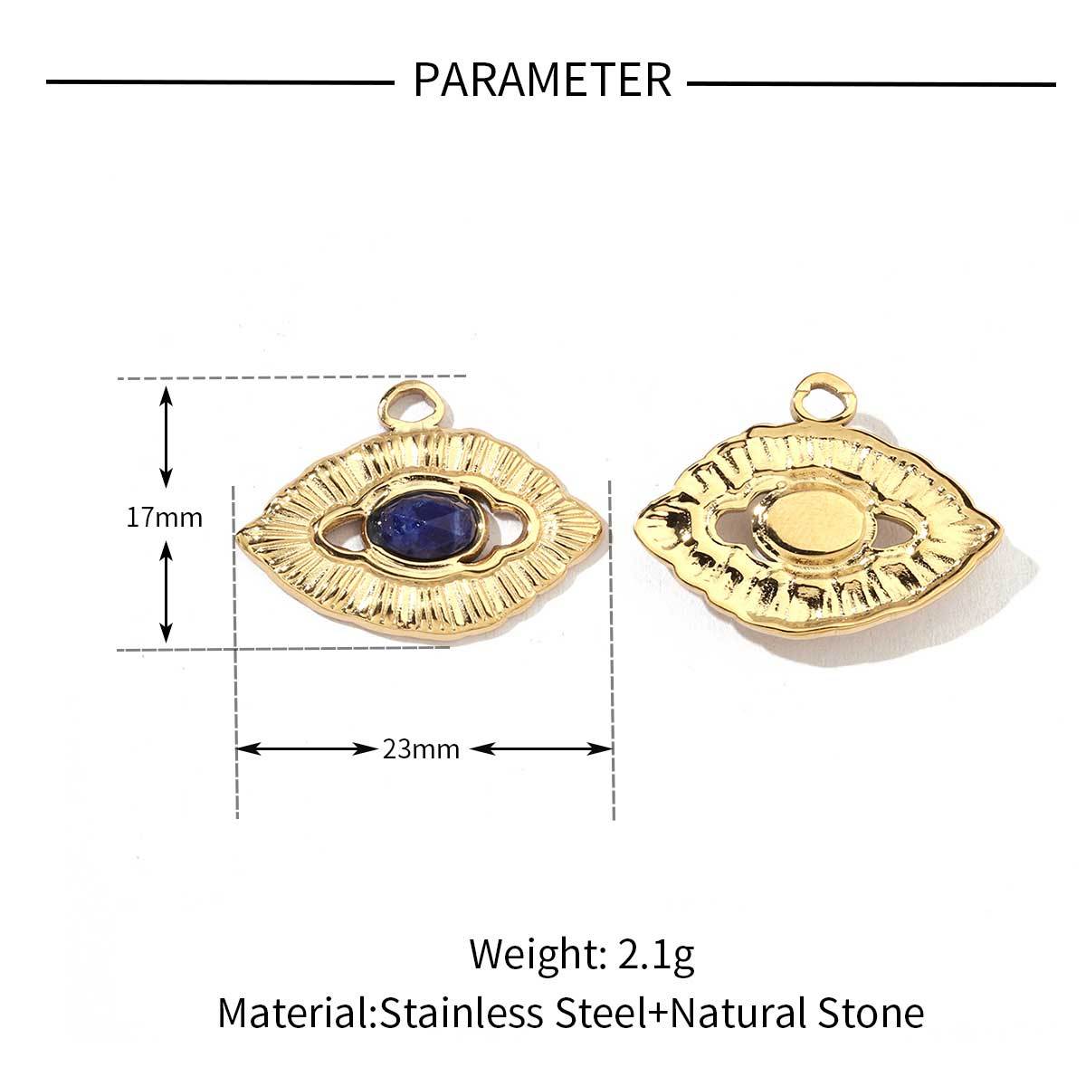 6pcs/pack Mirror Polish Stainless Steel Eye Horn Natural Stone Charms Bohemia Flower DIY Pendant For Women Jewelry Making Finding