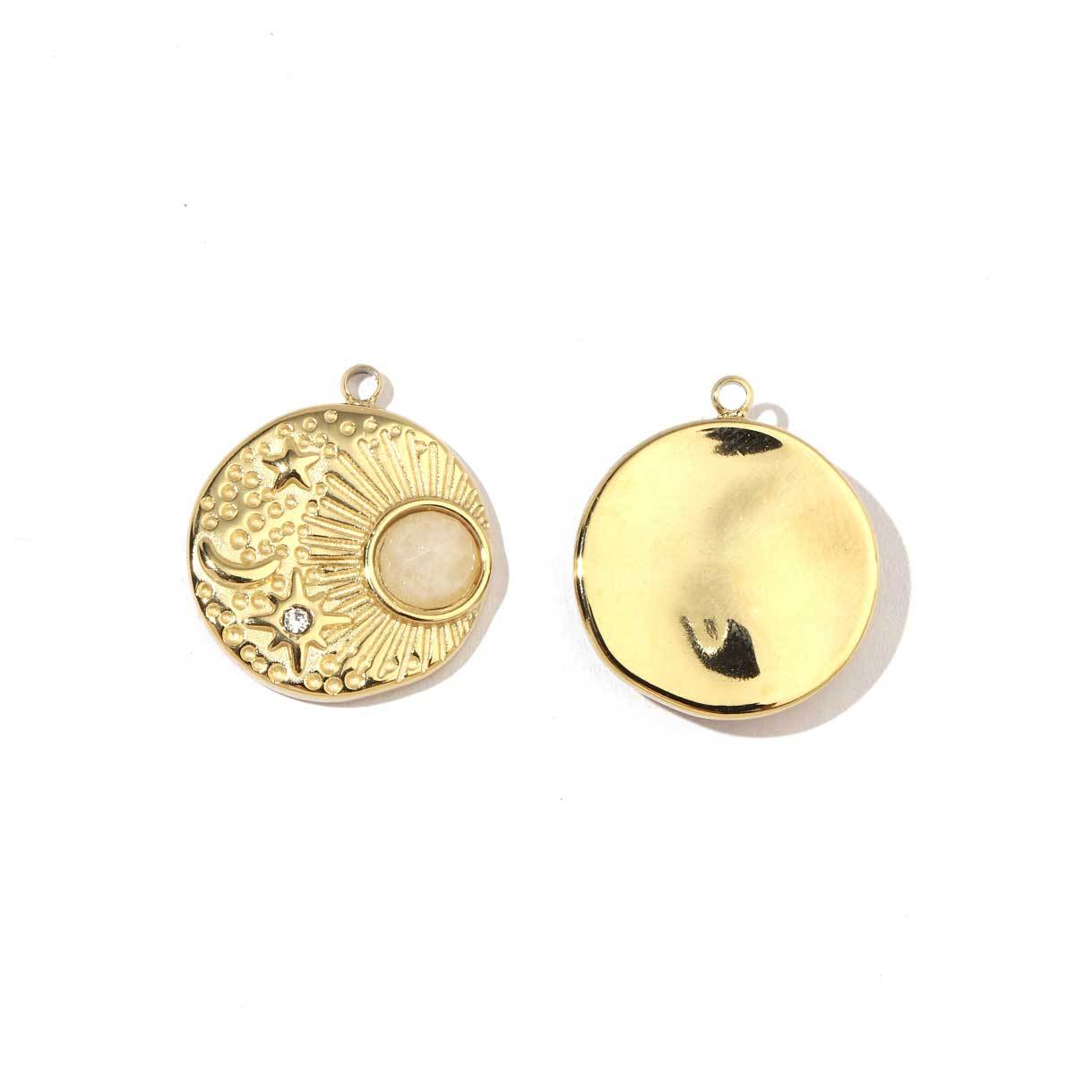 6pcs/pack Mirror Polish Stainless Steel Eye Horn Natural Stone Charms Bohemia Flower DIY Pendant For Women Jewelry Making Finding