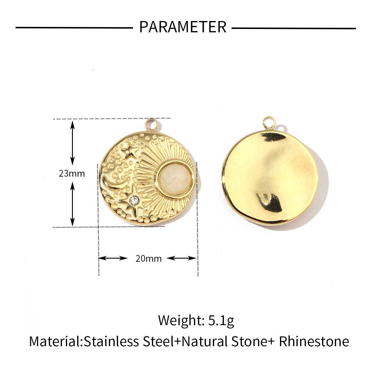 6pcs/pack Mirror Polish Stainless Steel Eye Horn Natural Stone Charms Bohemia Flower DIY Pendant For Women Jewelry Making Finding