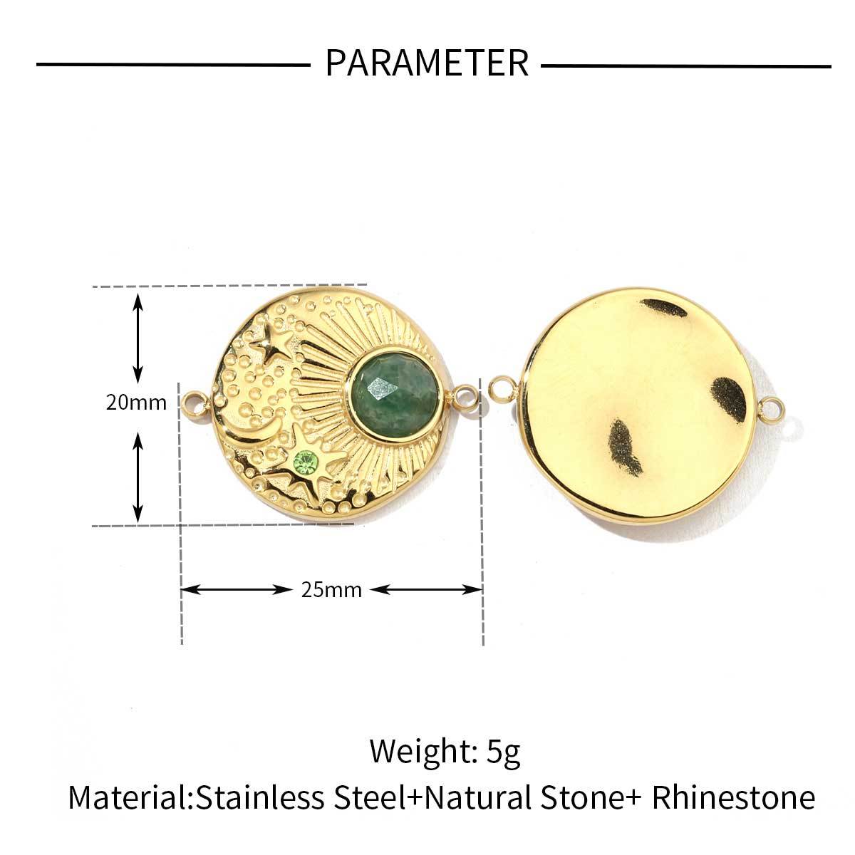 6pcs/pack Mirror Polish Stainless Steel Eye Horn Natural Stone Charms Bohemia Flower DIY Pendant For Women Jewelry Making Finding