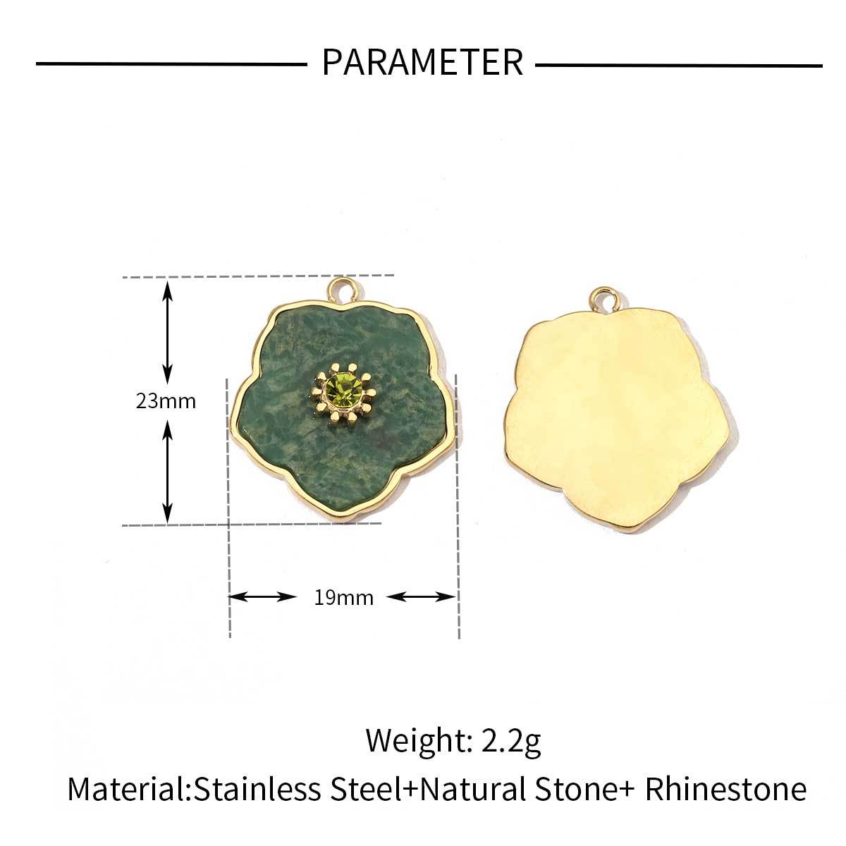 6pcs/pack Mirror Polish Stainless Steel Eye Horn Natural Stone Charms Bohemia Flower DIY Pendant For Women Jewelry Making Finding