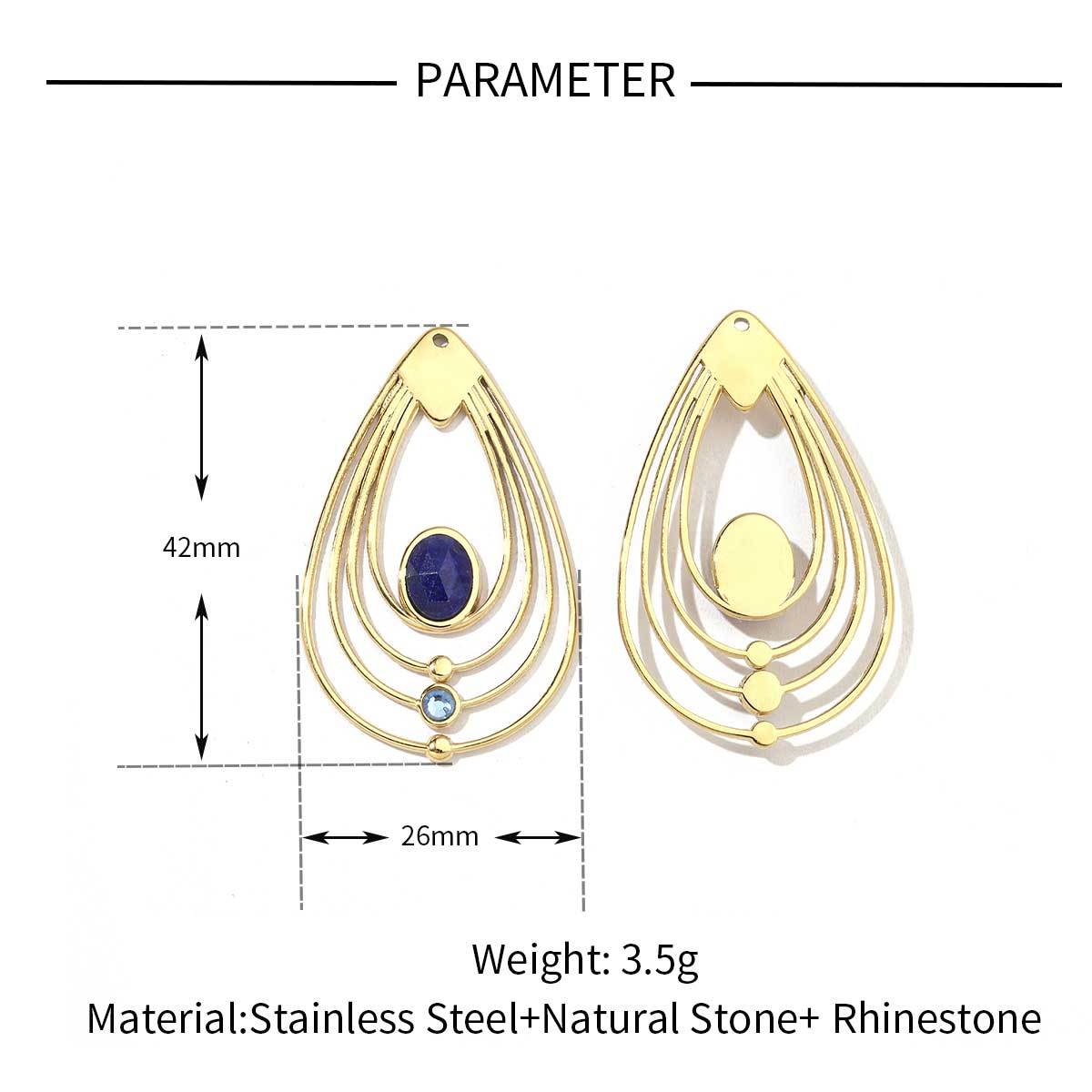 6pcs/pack Mirror Polish Stainless Steel Eye Horn Natural Stone Charms Bohemia Flower DIY Pendant For Women Jewelry Making Finding