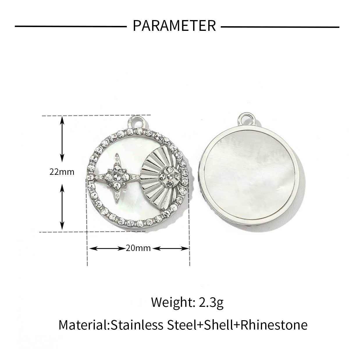 6pcs/pack Mirror Polish Steel Star Heart Natural Shell Charms French Style Clover DIY Pendant For Women Jewelry Making Finding