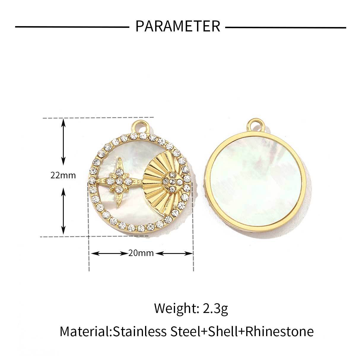 6pcs/pack Mirror Polish Steel Star Heart Natural Shell Charms French Style Clover DIY Pendant For Women Jewelry Making Finding