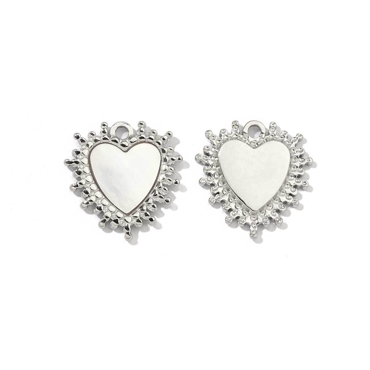 6pcs/pack Mirror Polish Steel Star Heart Natural Shell Charms French Style Clover DIY Pendant For Women Jewelry Making Finding