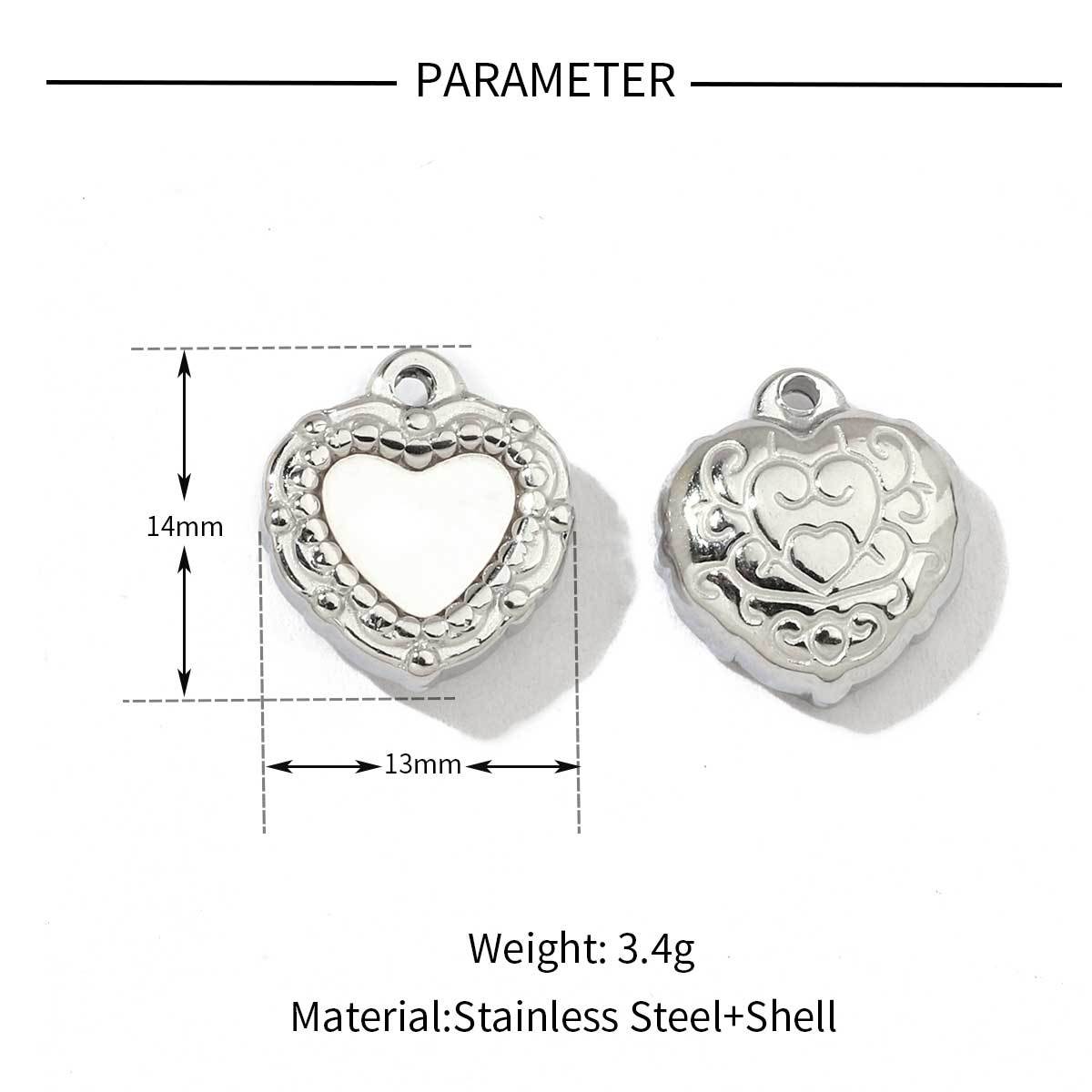 6pcs/pack Mirror Polish Stainless Steel Star Heart Natural Shell Charms French Style Clover DIY Pendant For Women Jewelry Making Finding