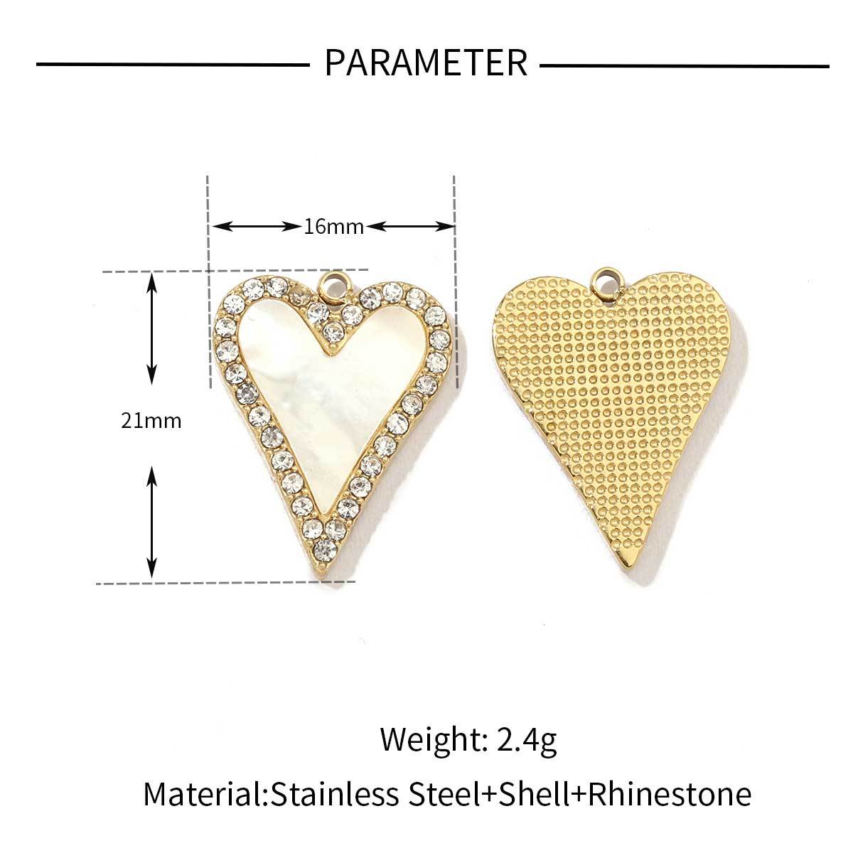 6pcs/pack Mirror Polish Stainless Steel Star Heart Natural Shell Charms French Style Clover DIY Pendant For Women Jewelry Making Finding