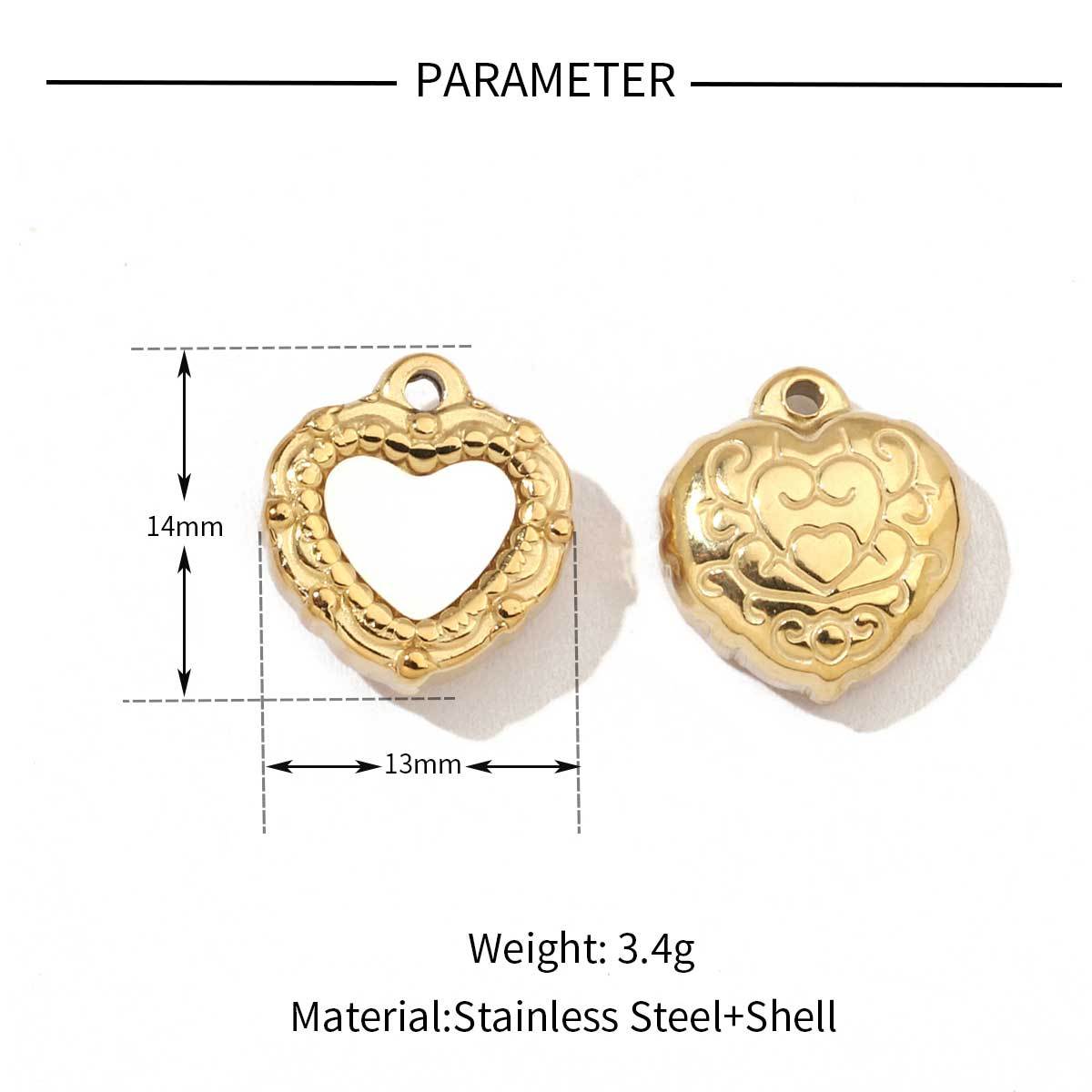 6pcs/pack Mirror Polish Stainless Steel Star Heart Natural Shell Charms French Style Clover DIY Pendant For Women Jewelry Making Finding