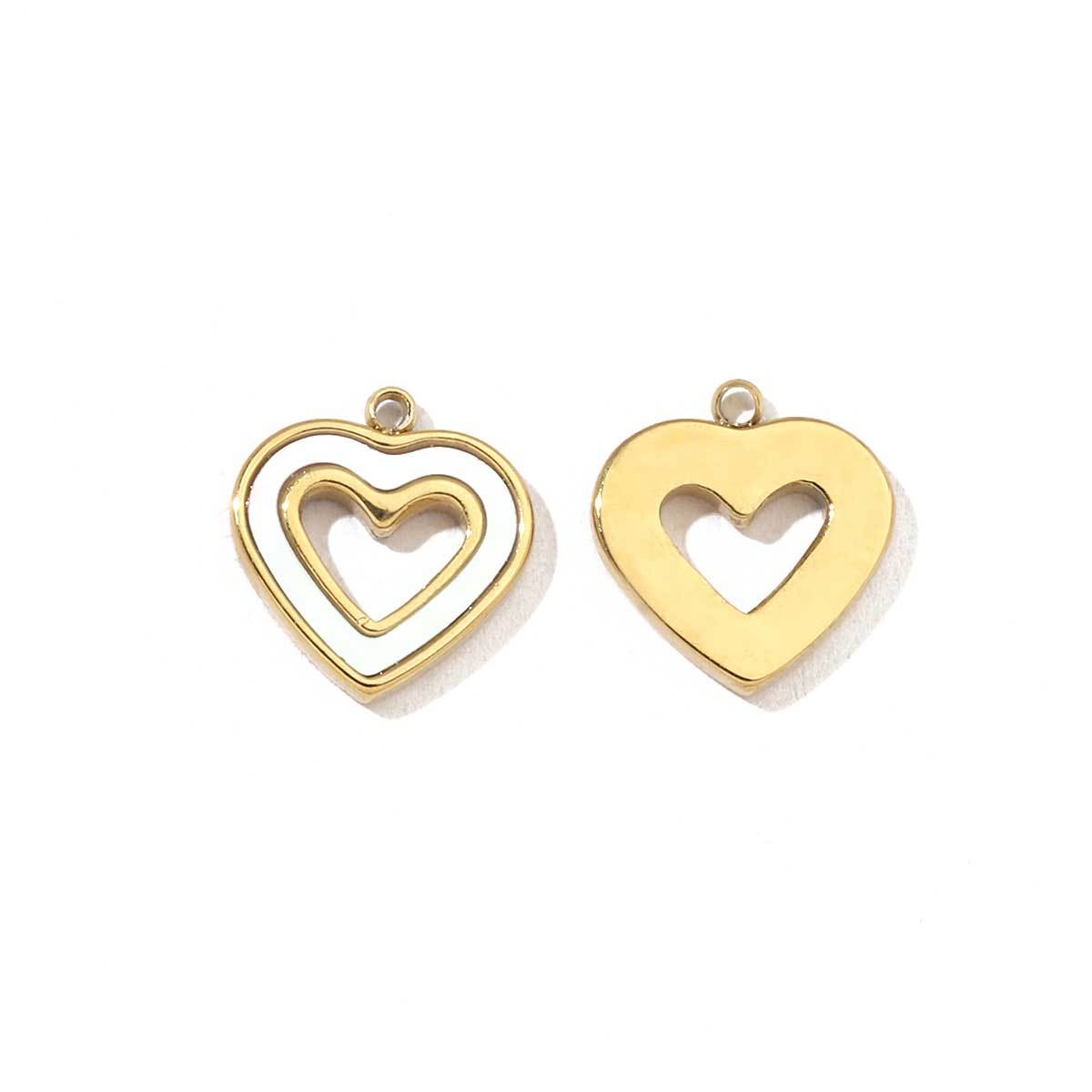 6pcs/pack Mirror Polish Stainless Steel Star Heart Natural Shell Charms French Style Clover DIY Pendant For Women Jewelry Making Finding