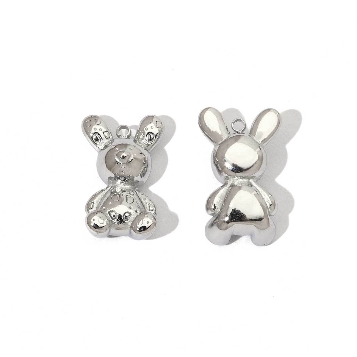 6pcs/pack Mirror Polish Rabbit Cat Paw Flower Charms Stainless Steel Ladybug Dragon Bee DIY Pendant For Women Jewelry Making Finding