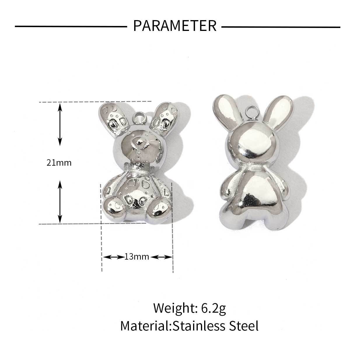 6pcs/pack Mirror Polish Rabbit Cat Paw Flower Charms Stainless Steel Ladybug Dragon Bee DIY Pendant For Women Jewelry Making Finding