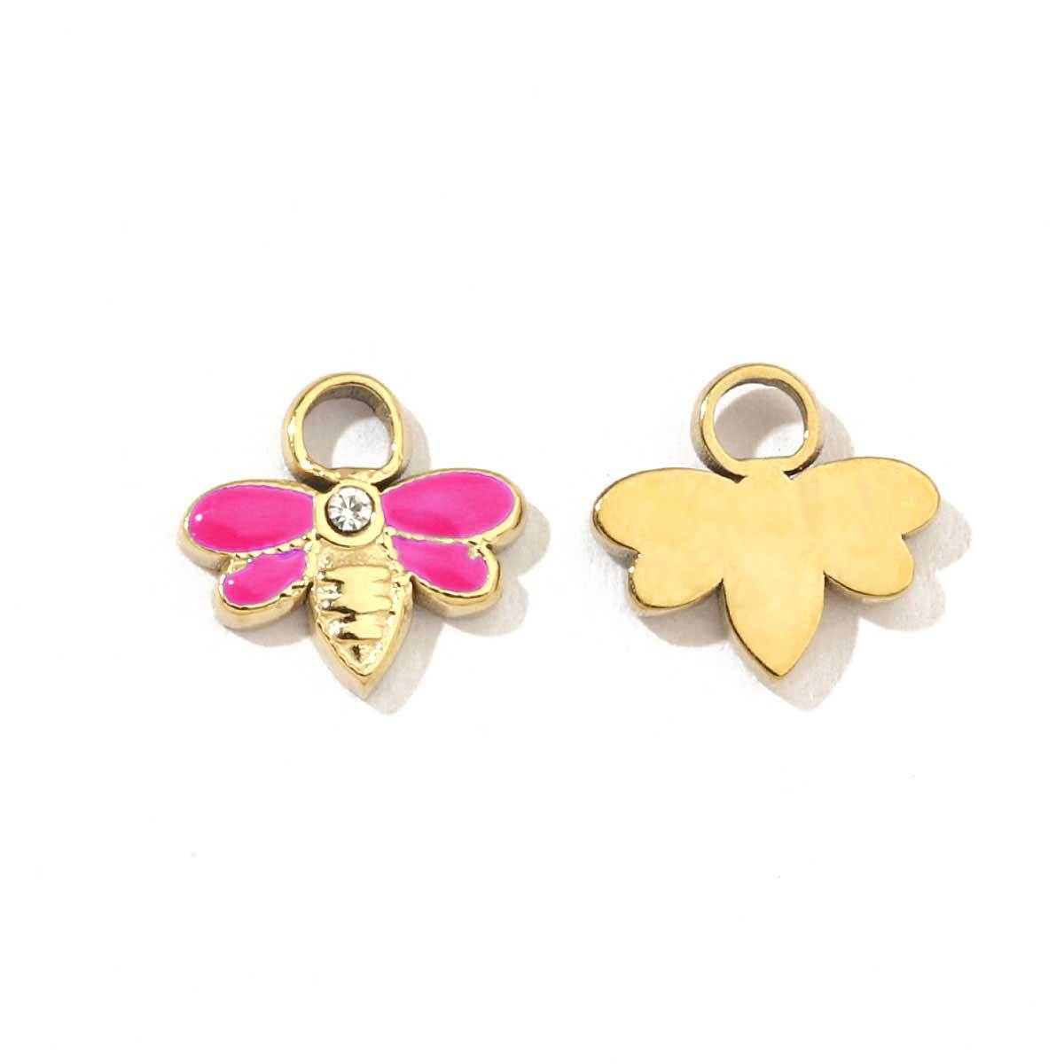 6pcs/pack Mirror Polish Rabbit Cat Paw Flower Charms Stainless Steel Ladybug Dragon Bee DIY Pendant For Women Jewelry Making Finding