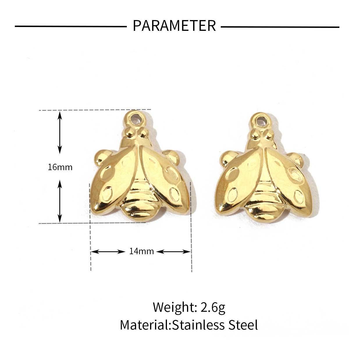 6pcs/pack Mirror Polish Rabbit Cat Paw Flower Charms Stainless Steel Ladybug Dragon Bee DIY Pendant For Women Jewelry Making Finding