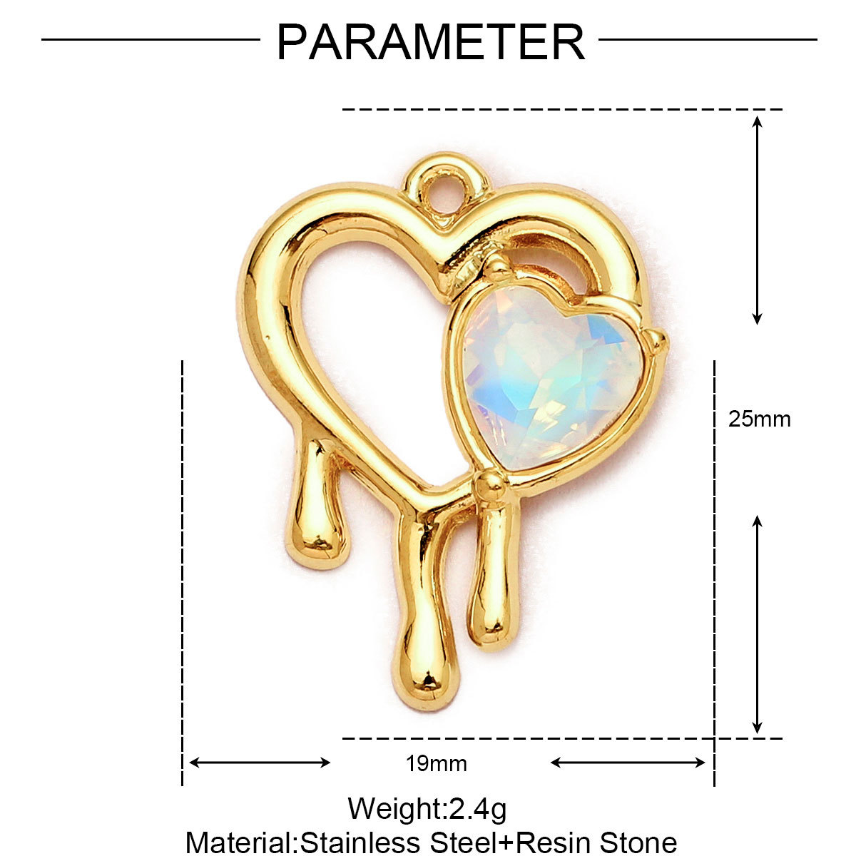6pcs/Lot Stainless Steel Enamel Love Heart Necklace Pendant Women Moon Butterfly Bracelet DIY Charms Stone Jewelry