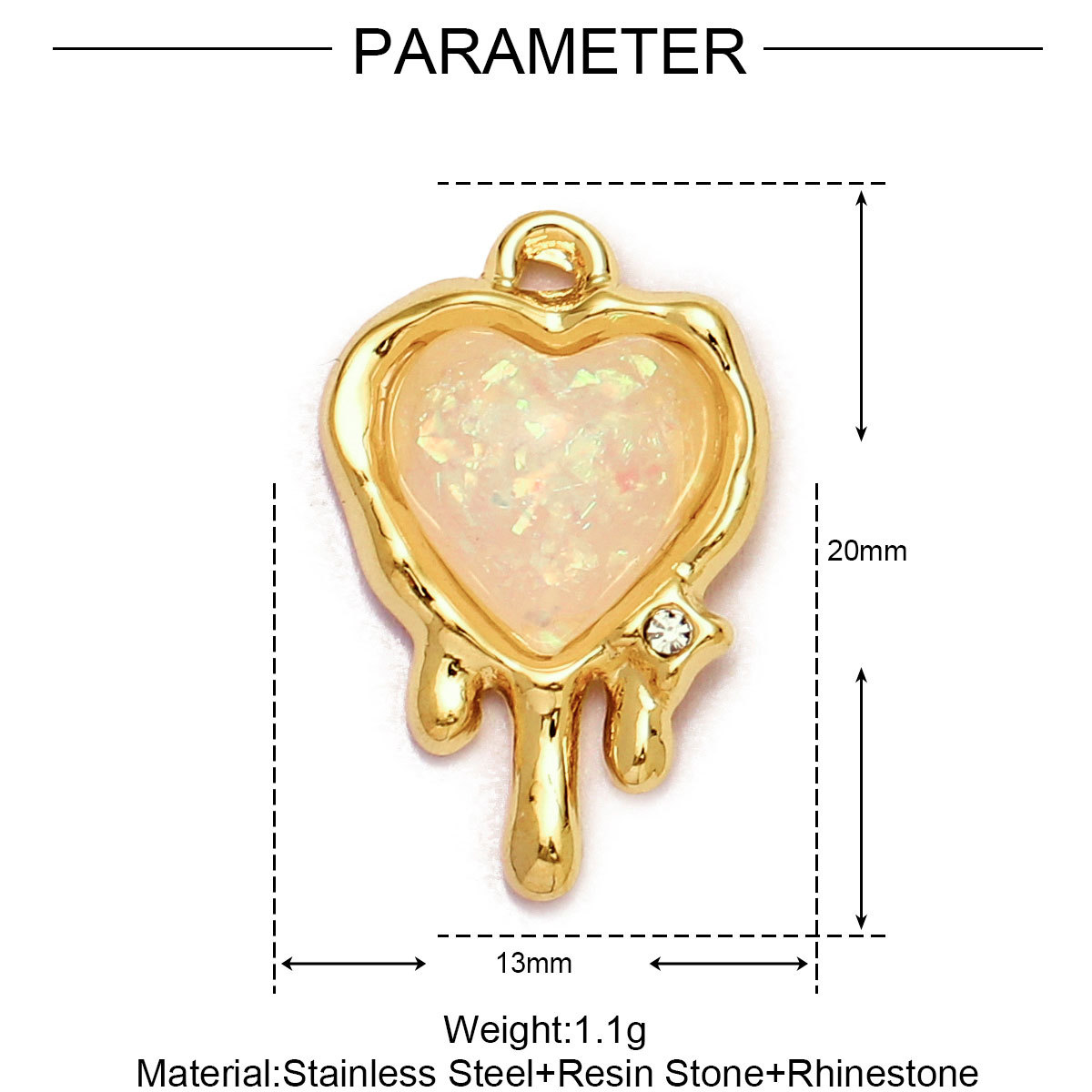 6pcs/Lot Stainless Steel Enamel Love Heart Necklace Pendant Women Moon Butterfly Bracelet DIY Charms Stone Jewelry