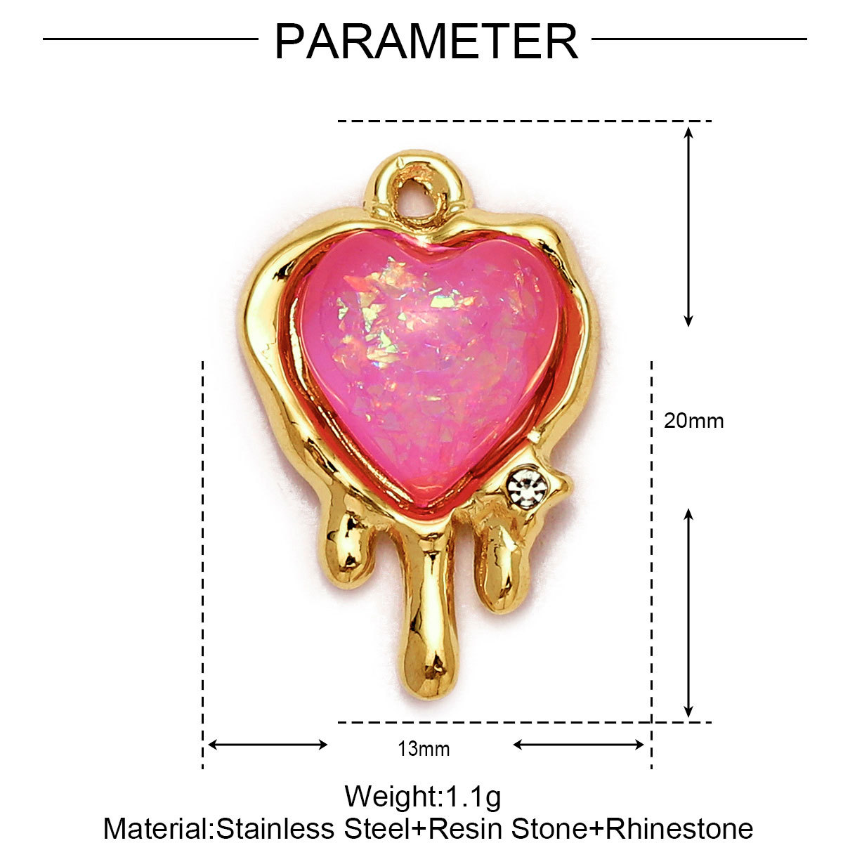 6pcs/Lot Stainless Steel Enamel Love Heart Necklace Pendant Women Moon Butterfly Bracelet DIY Charms Stone Jewelry