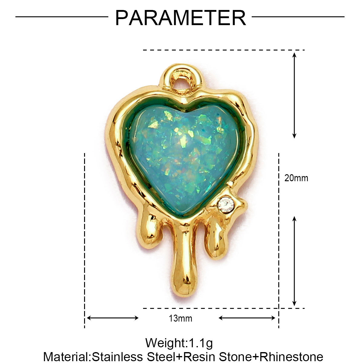 6pcs/Lot Stainless Steel Enamel Love Heart Necklace Pendant Women Moon Butterfly Bracelet DIY Charms Stone Jewelry