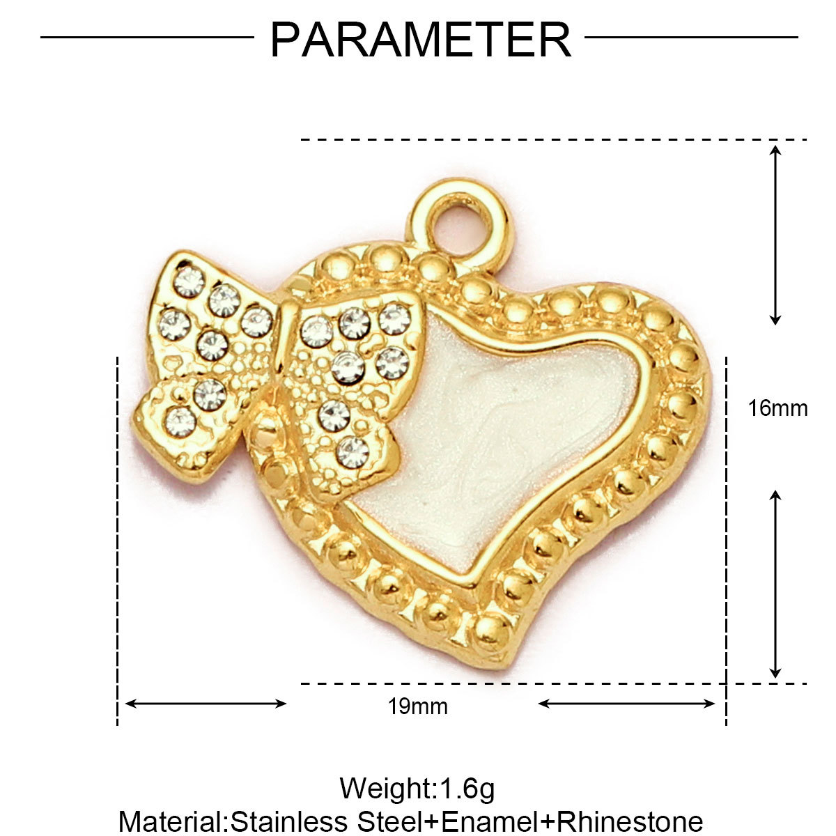 6pcs/Lot Stainless Steel Enamel Love Heart Necklace Pendant Women Moon Butterfly Bracelet DIY Charms Stone Jewelry