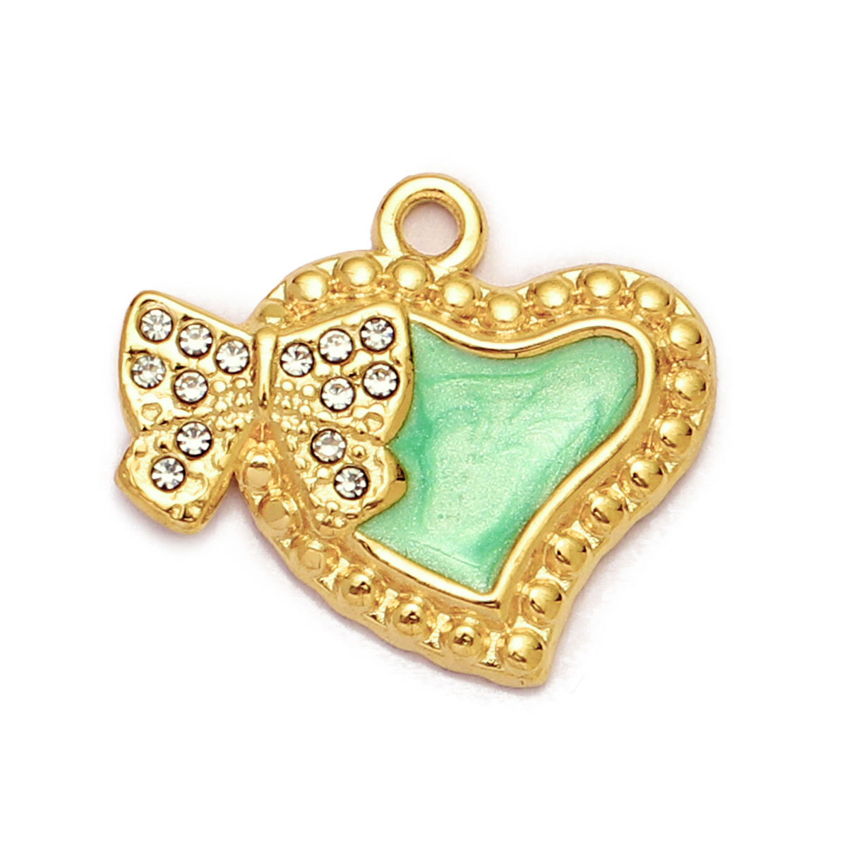 6pcs/Lot Stainless Steel Enamel Love Heart Necklace Pendant Women Moon Butterfly Bracelet DIY Charms Stone Jewelry