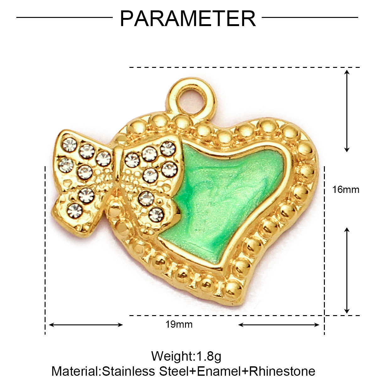 6pcs/Lot Stainless Steel Enamel Love Heart Necklace Pendant Women Moon Butterfly Bracelet DIY Charms Stone Jewelry