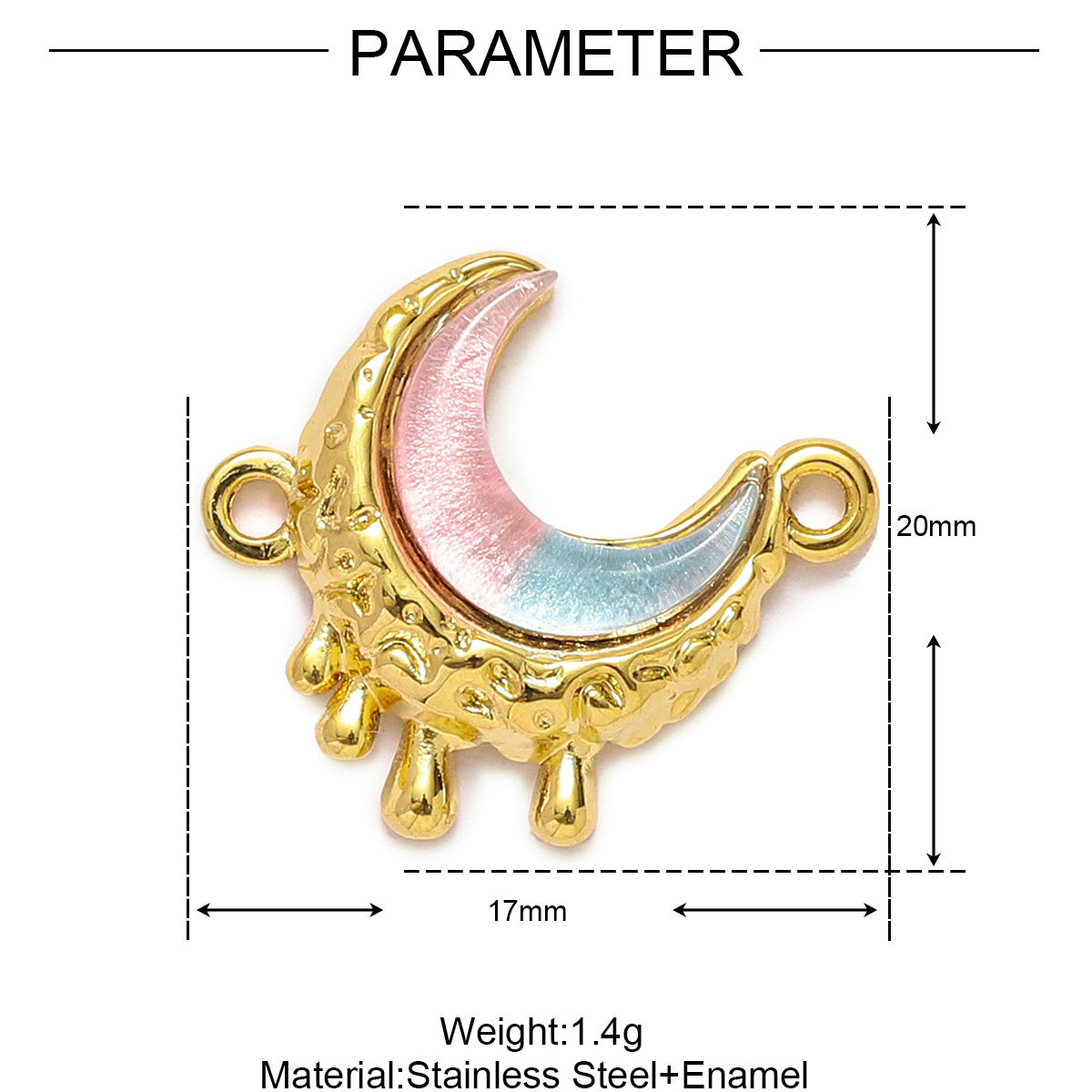 6pcs/Lot Stainless Steel Enamel Love Heart Necklace Pendant Women Moon Butterfly Bracelet DIY Charms Stone Jewelry