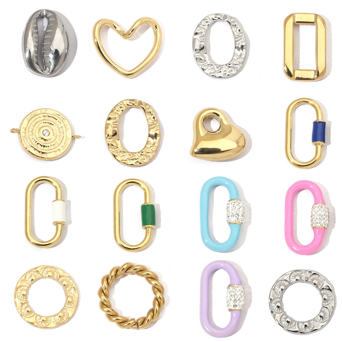 6pcs/pack Mirror Polish Geometric Oval Stainless Steel Pendants DIY Heart Round Swirl Pendant For Women Jewelry Making Finding