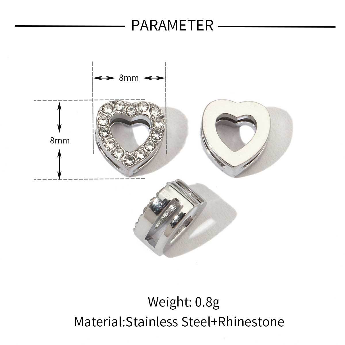 6pcs/pack Mirror Polish Love Horseshoe Moon Stainless Steel Beads Cross Clover Beads For Women Jewelry Making Finding