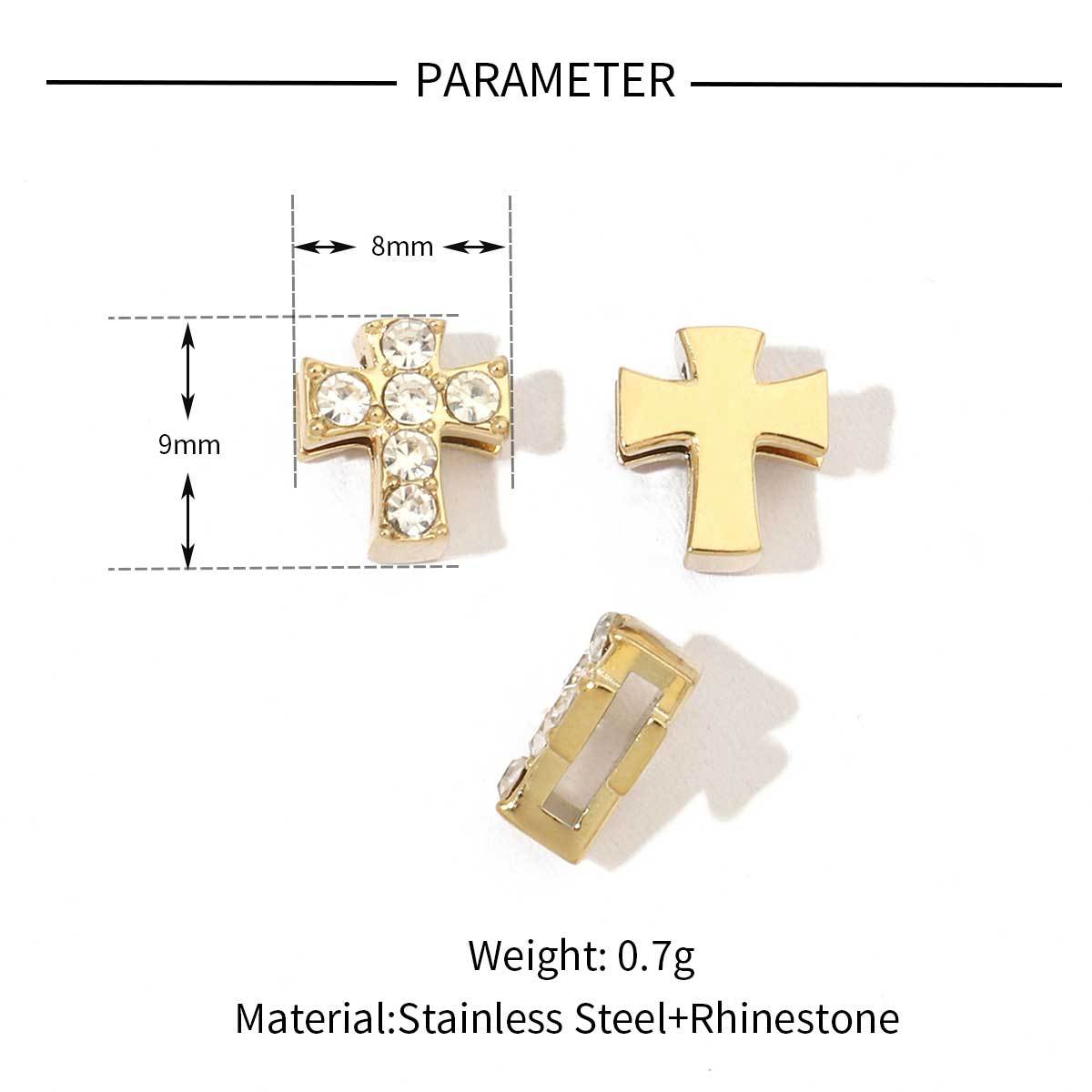 6pcs/pack Mirror Polish Love Horseshoe Moon Stainless Steel Beads Cross Clover Beads For Women Jewelry Making Finding