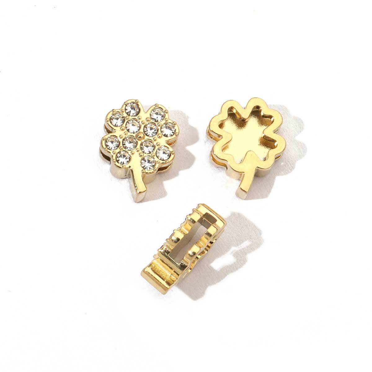 6pcs/pack Mirror Polish Love Horseshoe Moon Stainless Steel Beads Cross Clover Beads For Women Jewelry Making Finding
