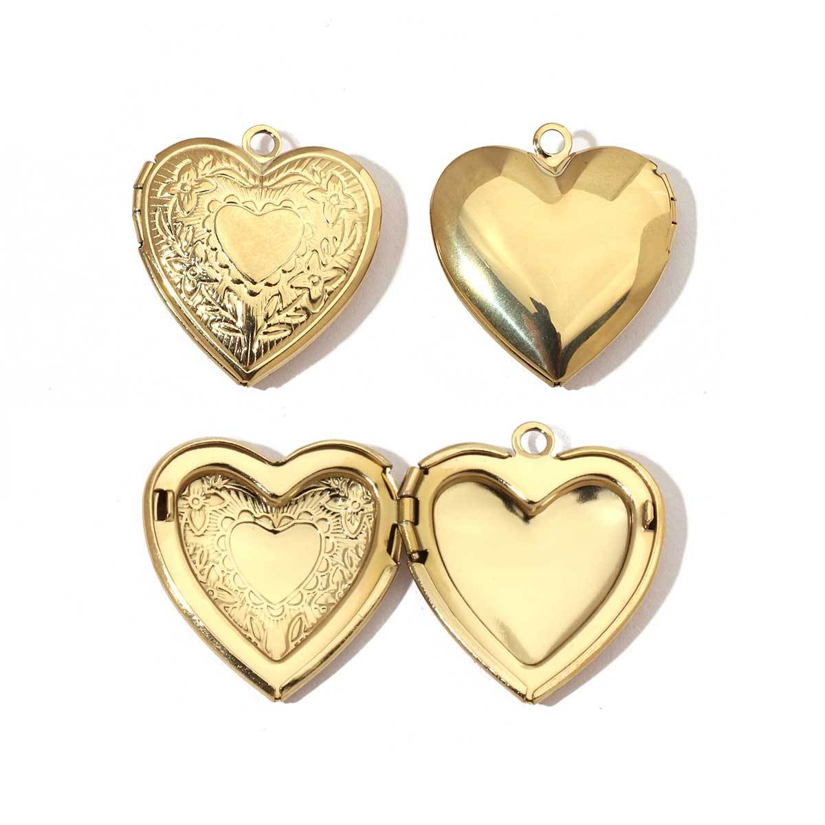 6pcs/pack Mirror Polish Stainless Steel Heart Round Locket Pendant for Women Family Image Necklace Personalized Anniversary Gifts