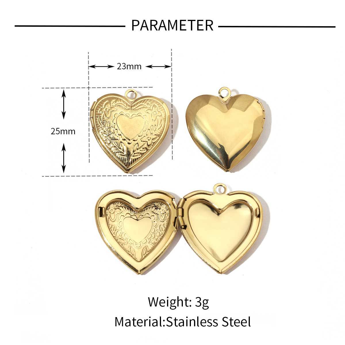 6pcs/pack Mirror Polish Stainless Steel Heart Round Locket Pendant for Women Family Image Necklace Personalized Anniversary Gifts