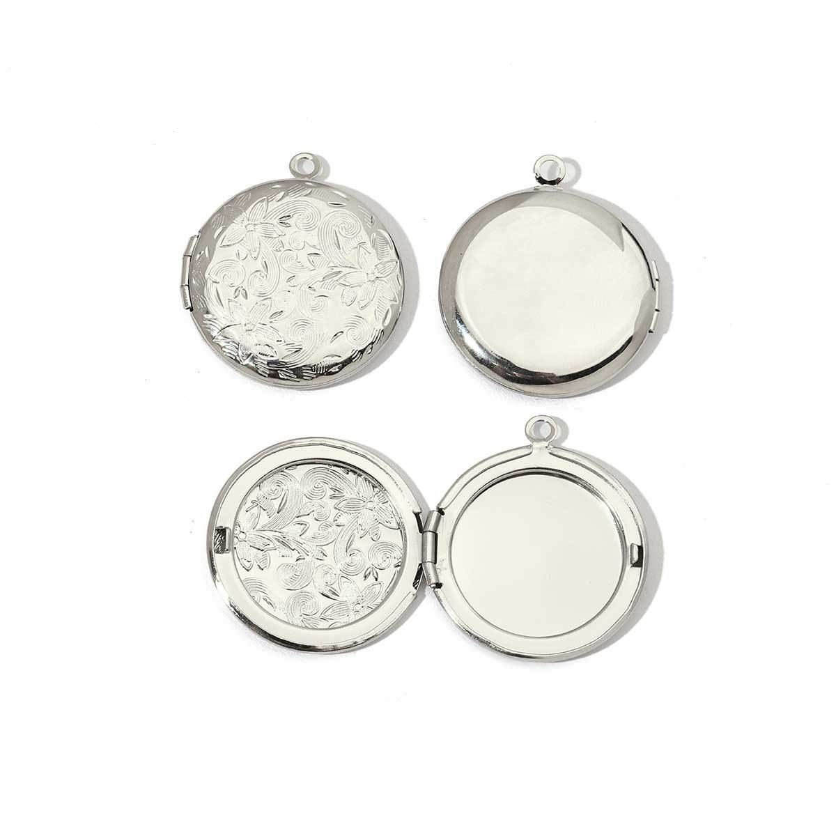 6pcs/pack Mirror Polish Stainless Steel Heart Round Locket Pendant for Women Family Image Necklace Personalized Anniversary Gifts