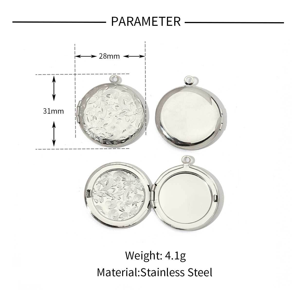 6pcs/pack Mirror Polish Stainless Steel Heart Round Locket Pendant for Women Family Image Necklace Personalized Anniversary Gifts