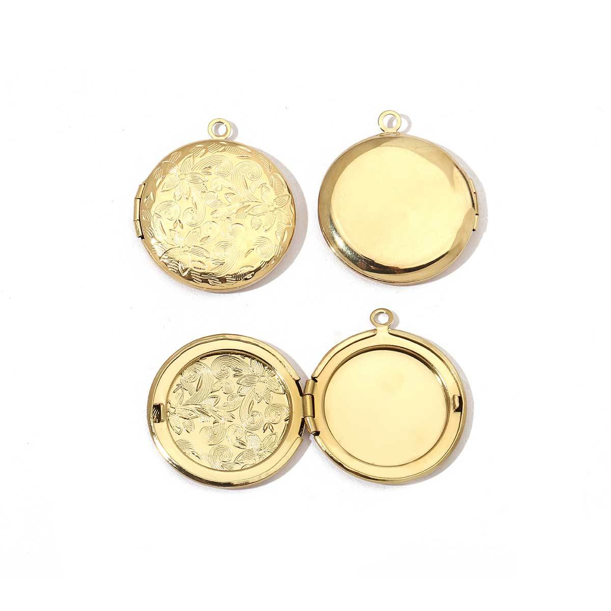 6pcs/pack Mirror Polish Stainless Steel Heart Round Locket Pendant for Women Family Image Necklace Personalized Anniversary Gifts
