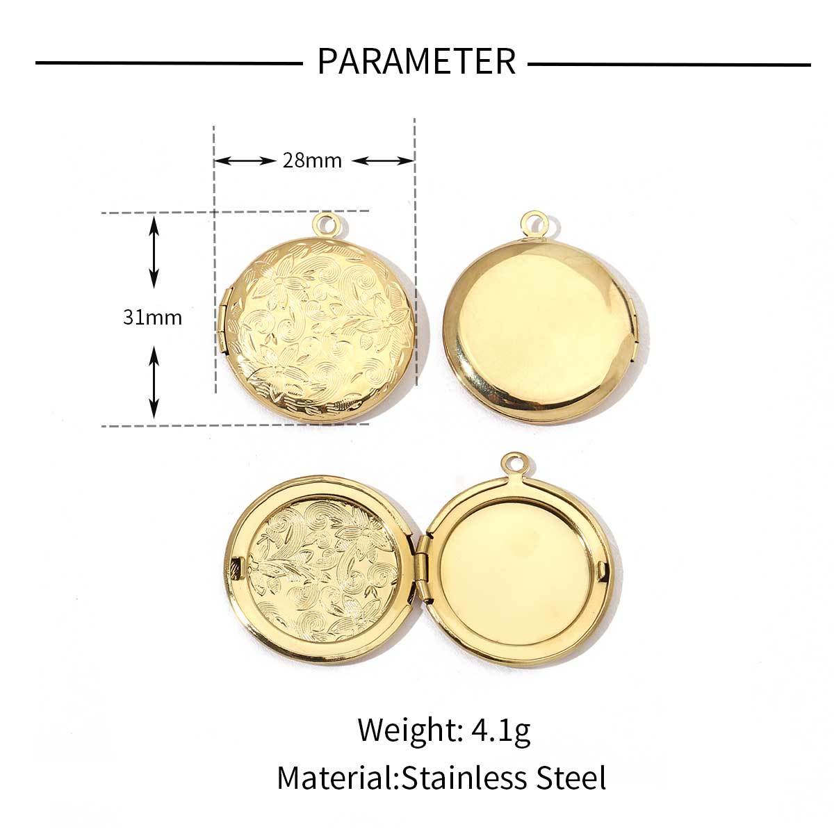 6pcs/pack Mirror Polish Stainless Steel Heart Round Locket Pendant for Women Family Image Necklace Personalized Anniversary Gifts