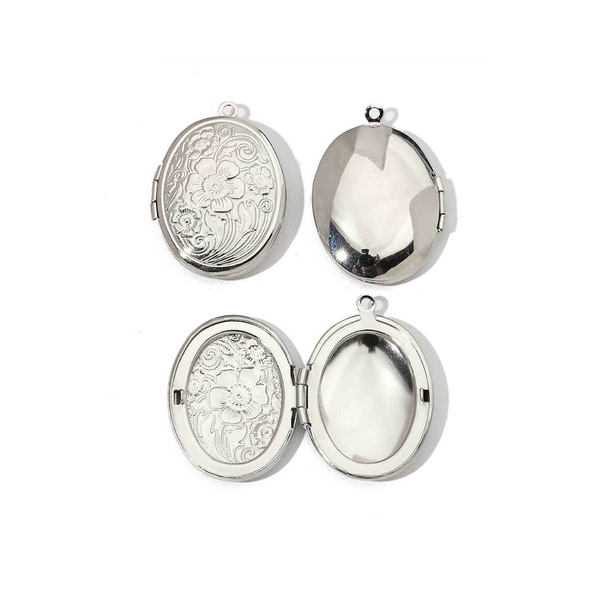 6pcs/pack Mirror Polish Stainless Steel Heart Round Locket Pendant for Women Family Image Necklace Personalized Anniversary Gifts