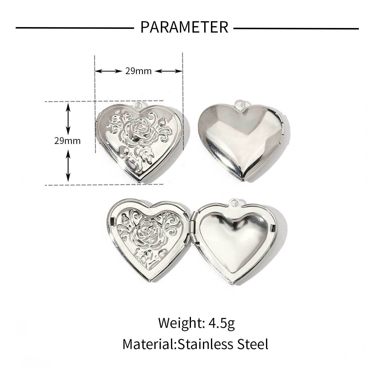 6pcs/pack Mirror Polish Stainless Steel Heart Round Locket Pendant for Women Family Image Necklace Personalized Anniversary Gifts