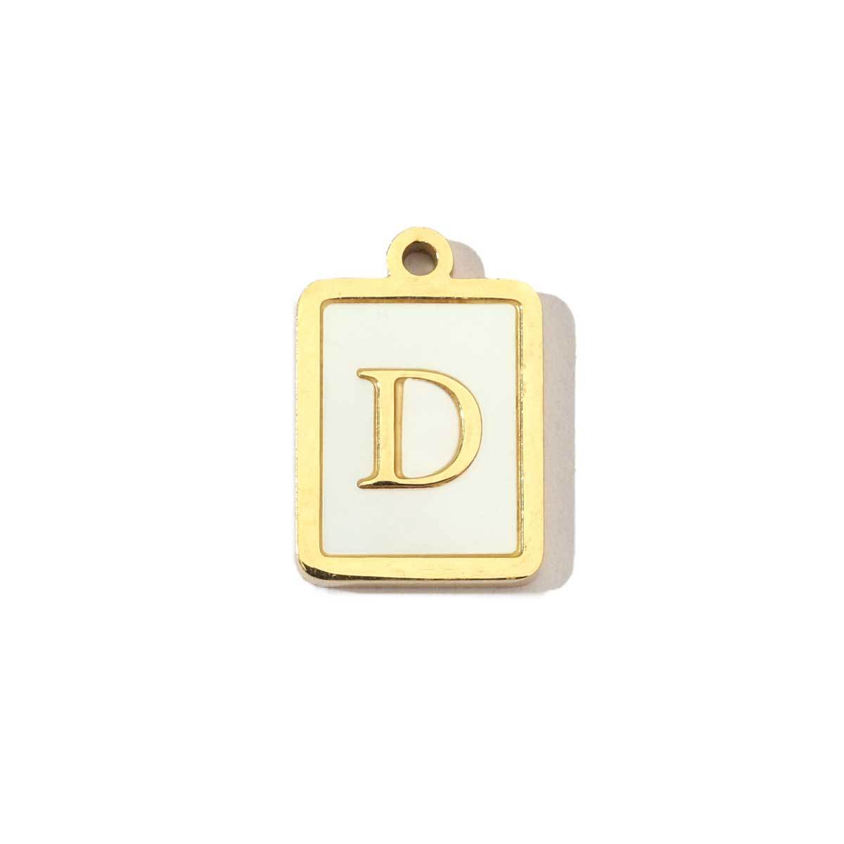 6pcs/pack 14k Gold Plated Never Fade Rectangular Stainless Steel  A-Z Letter Shell Pendant English Name DIY Charm Accessory