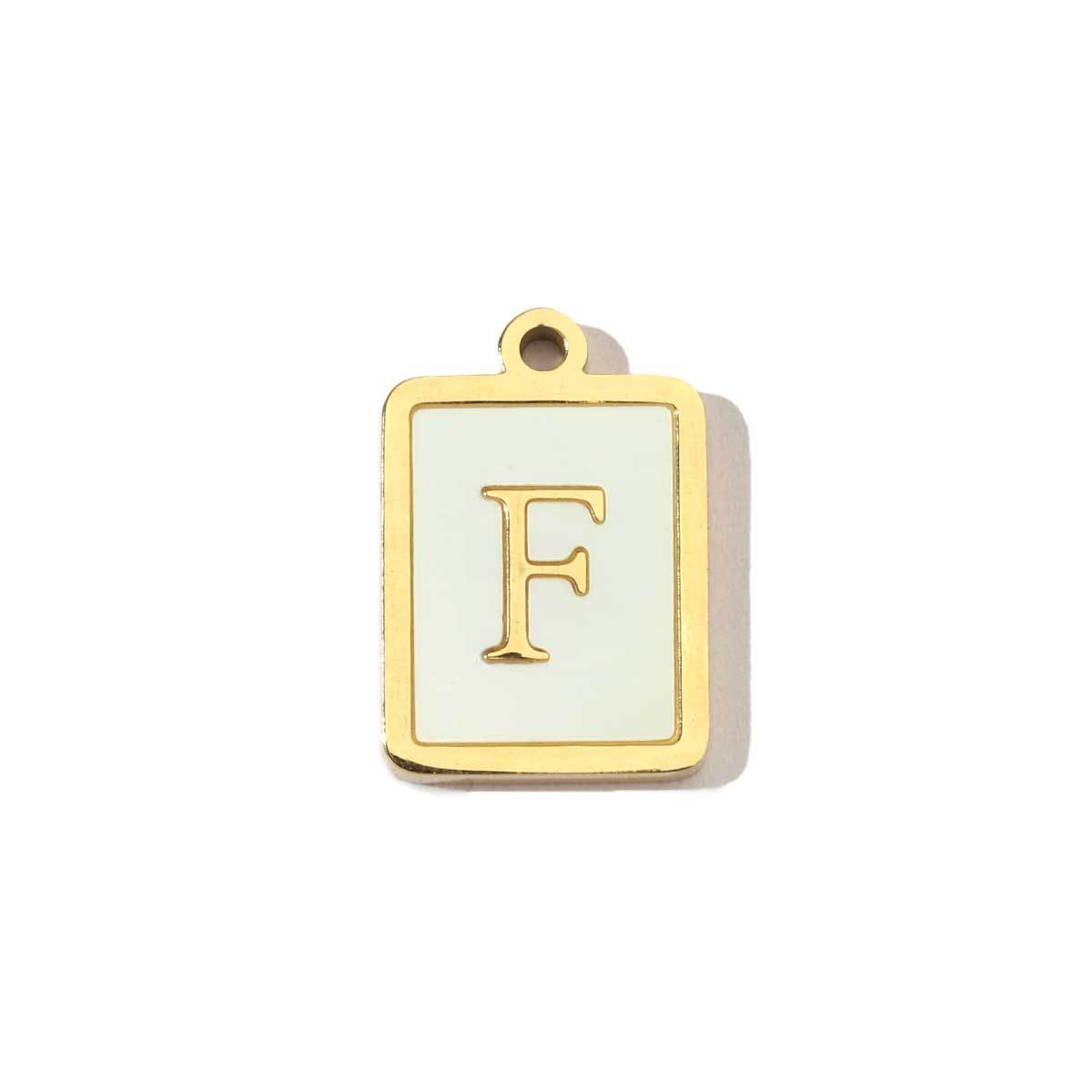 6pcs/pack 14k Gold Plated Never Fade Rectangular Stainless Steel  A-Z Letter Shell Pendant English Name DIY Charm Accessory