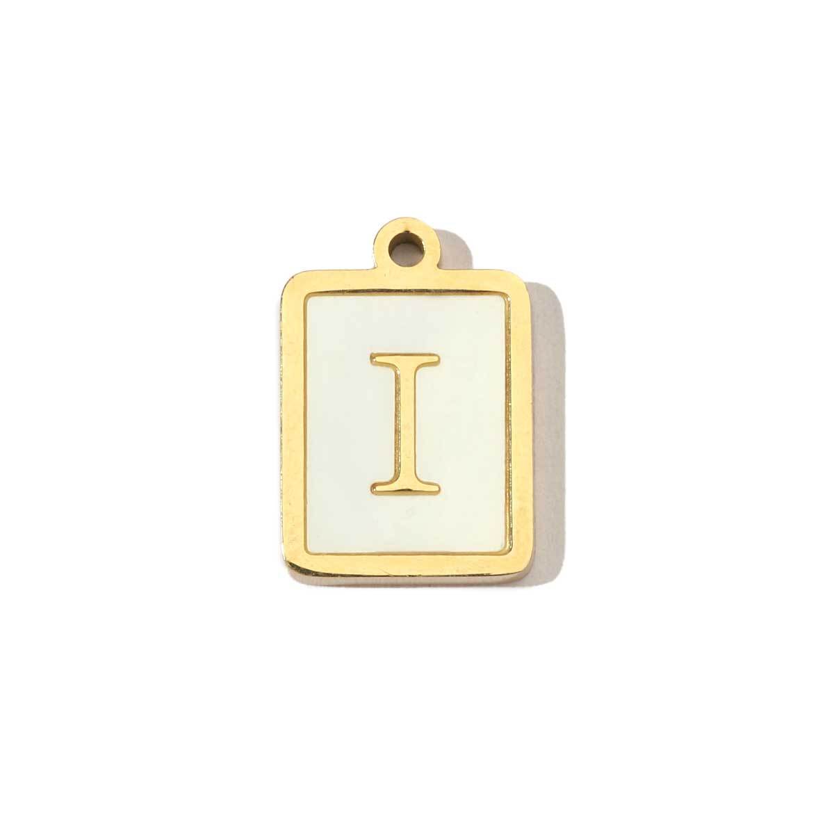 6pcs/pack 14k Gold Plated Never Fade Rectangular Stainless Steel  A-Z Letter Shell Pendant English Name DIY Charm Accessory