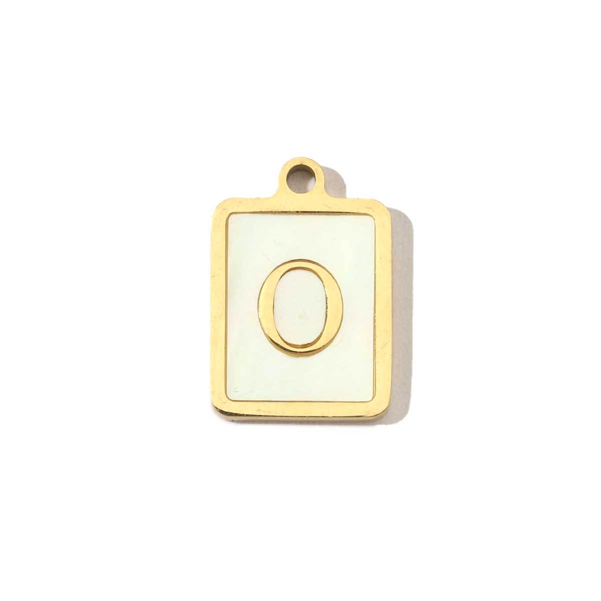 6pcs/pack 14k Gold Plated Never Fade Rectangular Stainless Steel  A-Z Letter Shell Pendant English Name DIY Charm Accessory