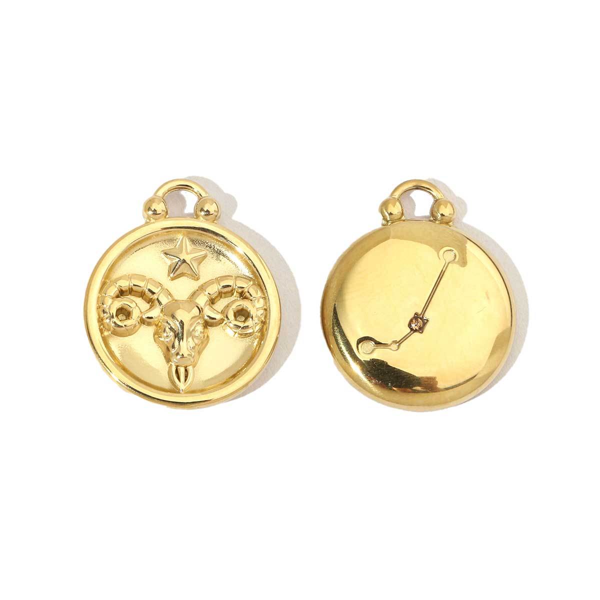 6pcs/pack 14k Gold Plated Never Fade 12 Zodiac Stainless Steel Necklace Charms Round Aries Taurus Women DIY Accessory Small Pendant