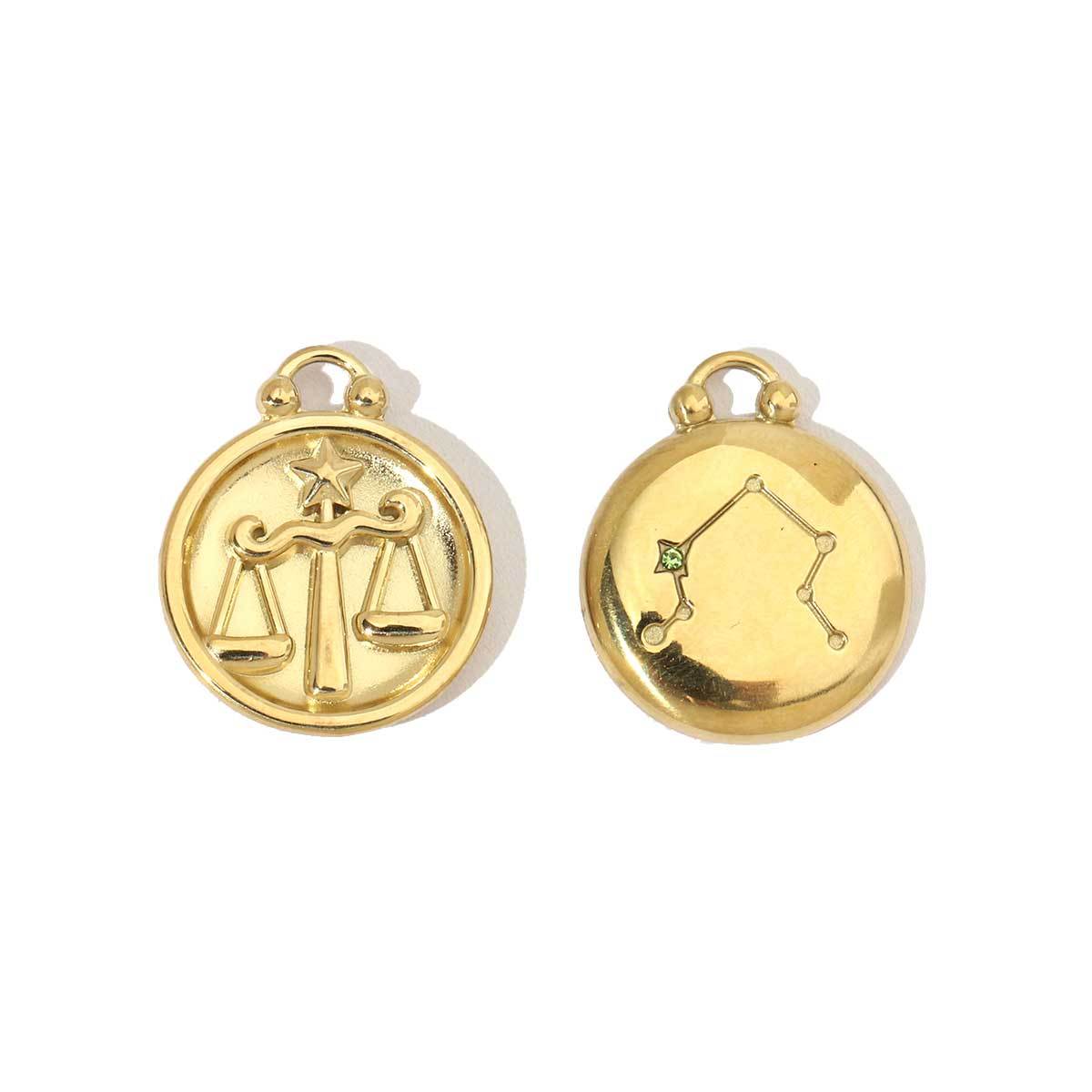 6pcs/pack 14k Gold Plated Never Fade 12 Zodiac Stainless Steel Necklace Charms Round Aries Taurus Women DIY Accessory Small Pendant